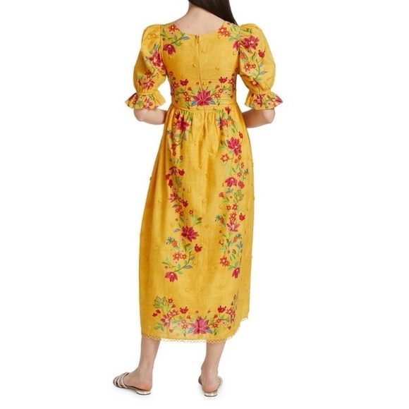 FARM RIO Flower Dream Floral Smocked Puff-sleeve Maxi Dress NWT - Picture 2 of 7